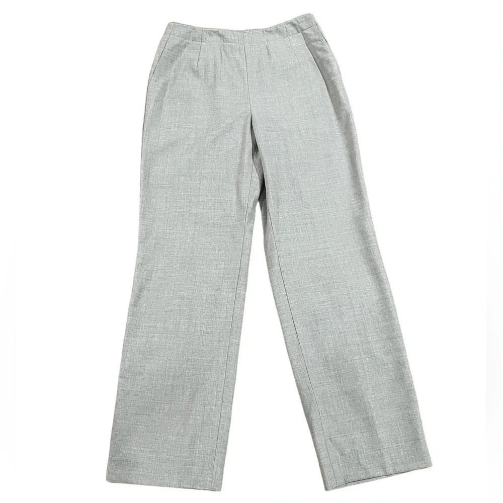 Talbots Petites‎ Pants Size 4 Gray Straight Wool Blend Lined Light Stretch Italy